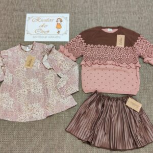 CONJUNTO JERSEY, CAMISA Y FALDA ERIZO de LOLITTOS, invierno 2025
